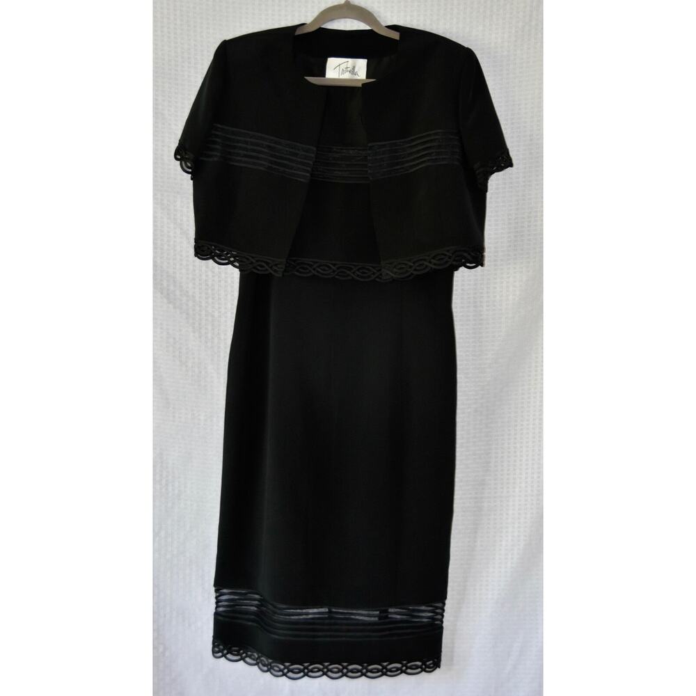 WILLIAM TRAVILLA Haute Couture Black Cocktail Dress With Jacket Size 12